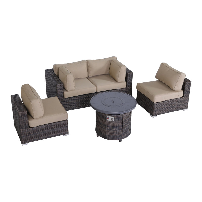 Alieyah Fully Assembled 5 Piece Sectional Seating Group with Cushions