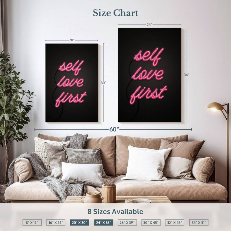 Tergel Neon Self Love First, 36" H x 24" W