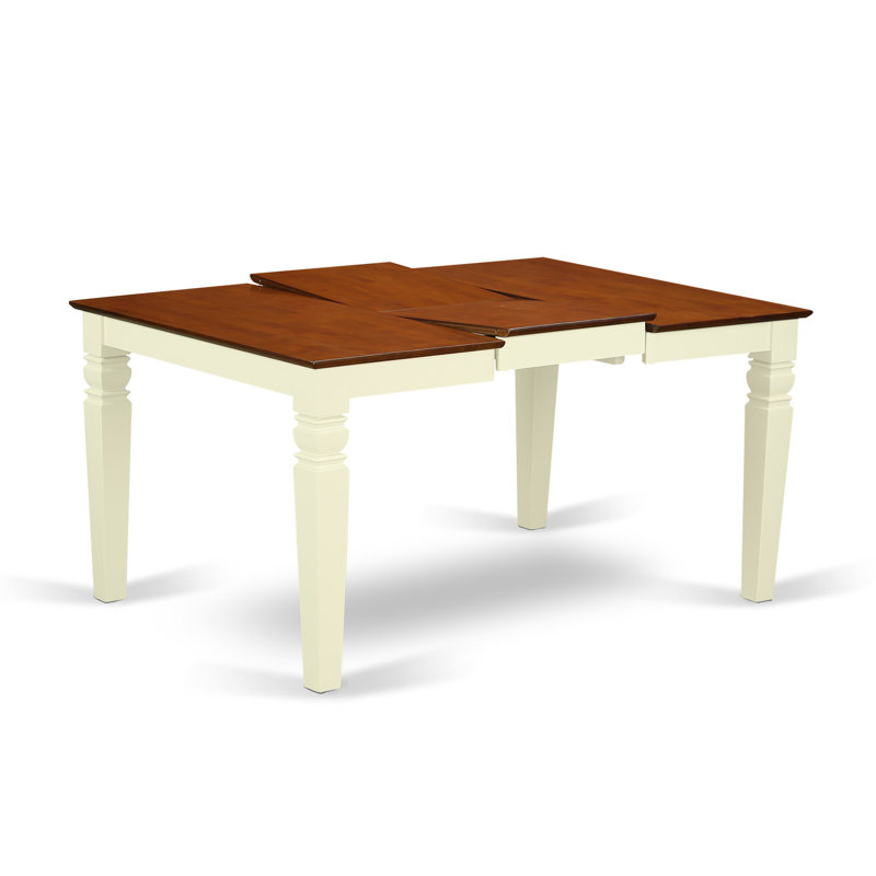 7 Piece Dining Set Consist of a Rectangle Dining Room Table with Butterfly Leaf and 6 Kitchen Chairs, Buttermilk & Cherry