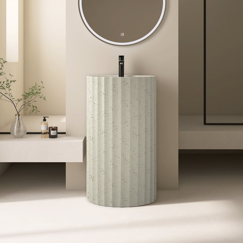 20" X 16" Solid Surface Pedestal Sink Bathroom Sink
