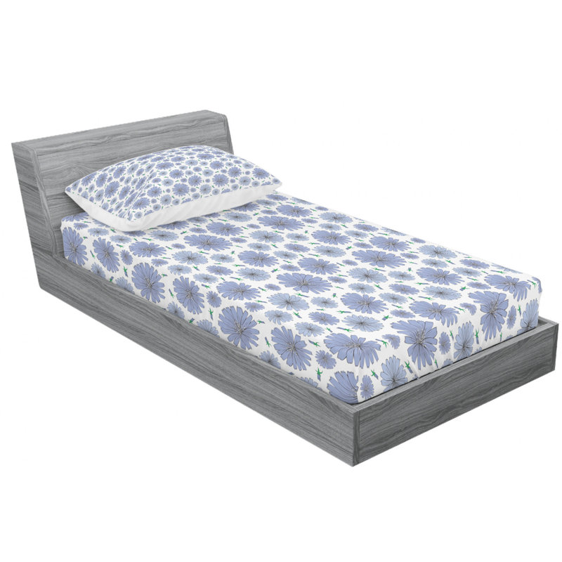 Microfiber Floral Sheet Set, Twin XL Sheet Set with Fitted Sheet