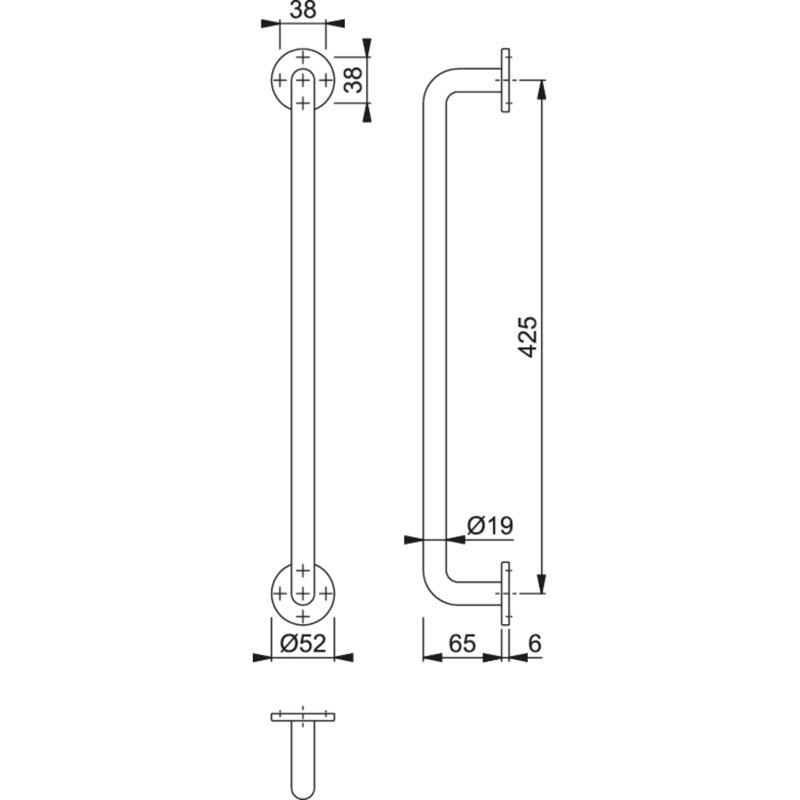 Amarey Concealed Fix Pull Handle, 42.5cm H x 1.9cm W x 6.5cm D