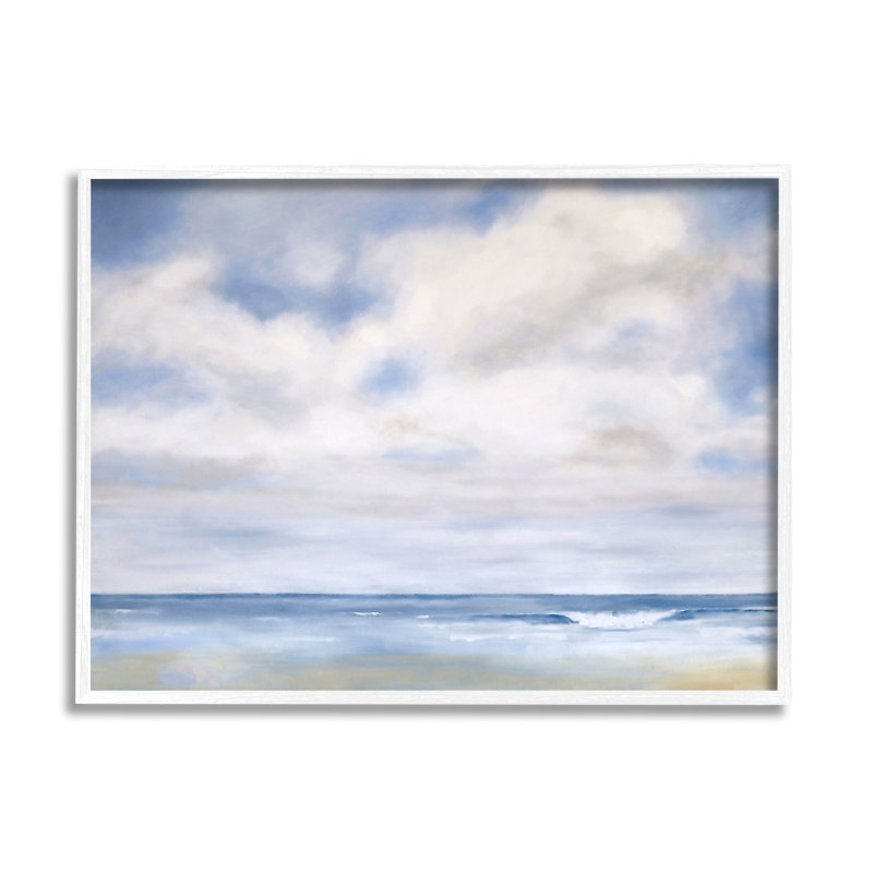 «Tranquil Beach Waves Ocean Scenery» par Catherine Andersen - peinture sur bois, H 24 po x l 30 po x P 1,5 po