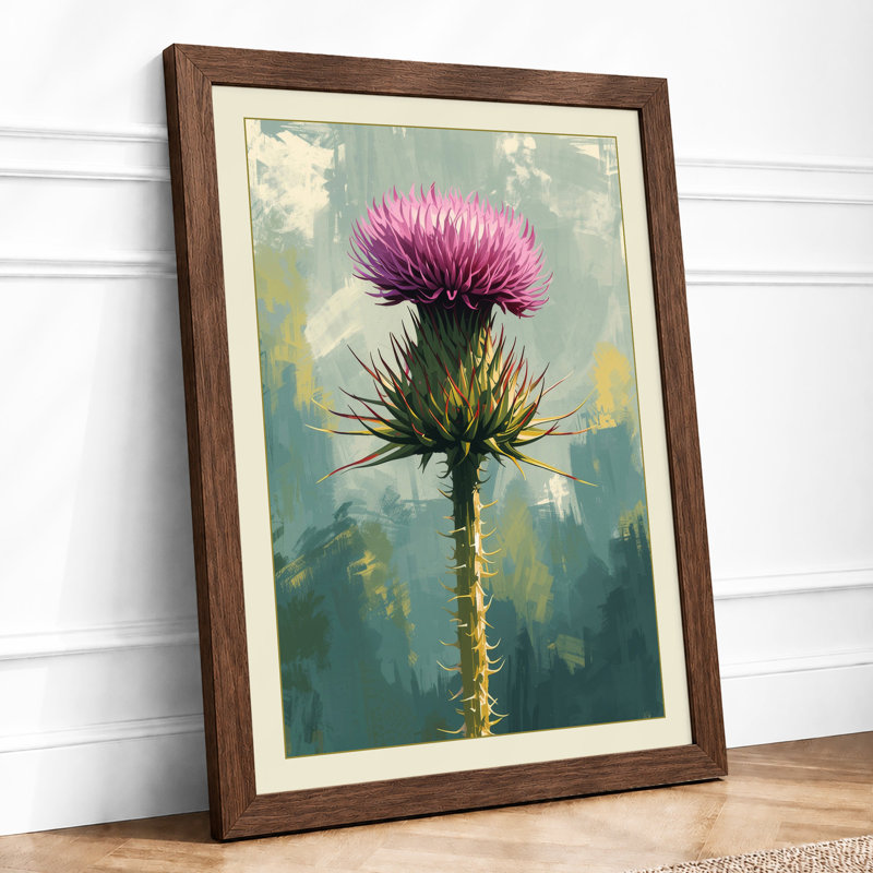 Solitary Thistle Botanical - Print, Walnut, A3 - 42.0 x 29.7 cm