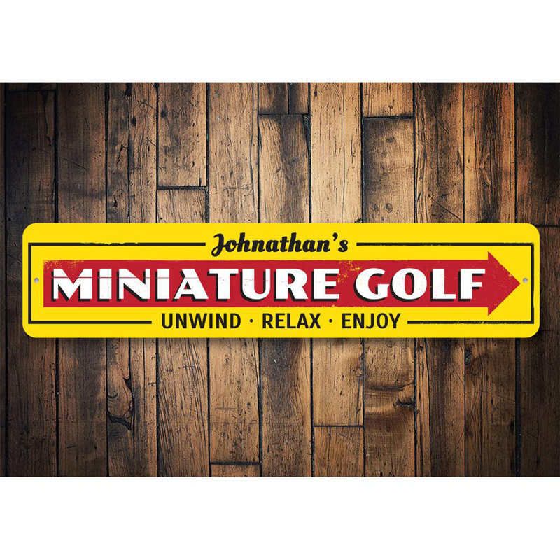 Mini-enseigne en aluminium Mini Golf, H 6 po x l 24 po x P 0,06 po