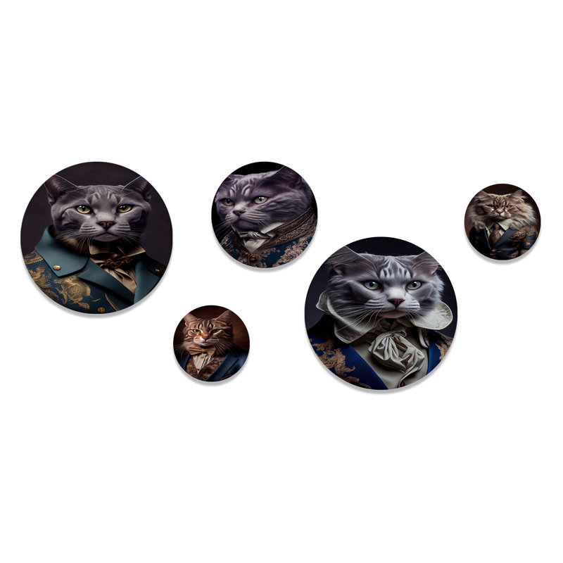 Stylish Cat In Fancy Blue Fashion Design I - Animals Cat Metal Wall Décor