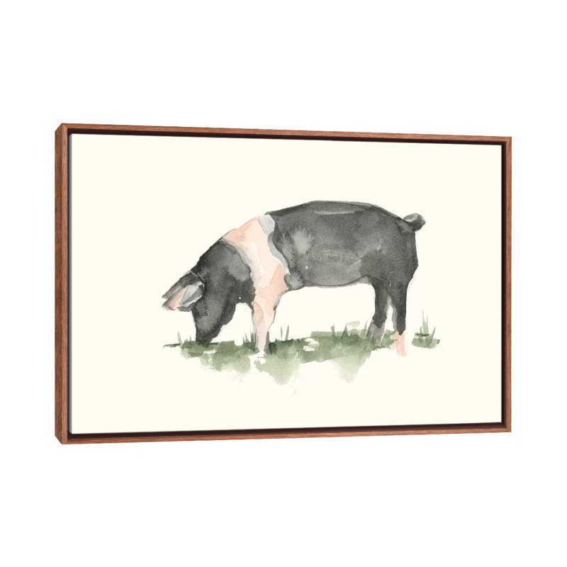 «Grazing Farm Animal IV» par Ethan Harper - reproduction d'art, Toile classique avec cadre brun, Pas de tapis