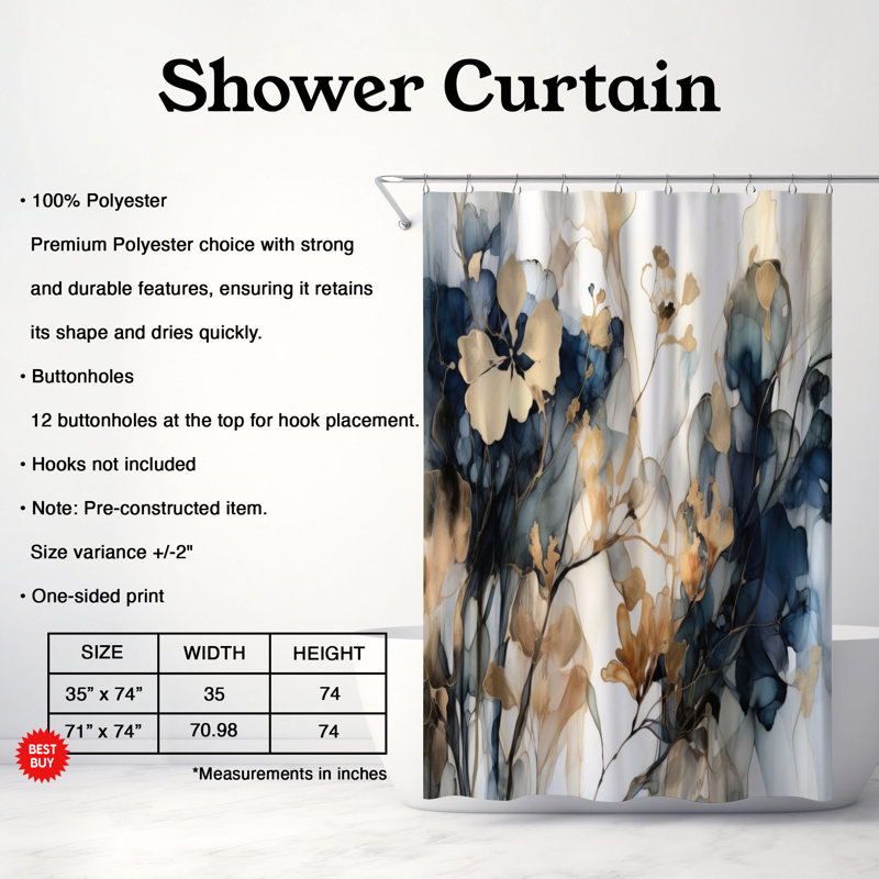 Abstract Shower Curtain, 74"H x 71"W