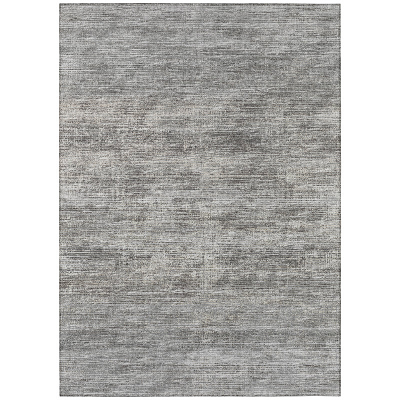 Tapis gris en polyester tissé à la machine Eichelberger Nailwell, Rectangle 3 pi x 5 pi