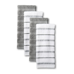 FORTUNE 8 10 Piece Kitchen Towel Set, 100% Cotton Stripes & Plaids