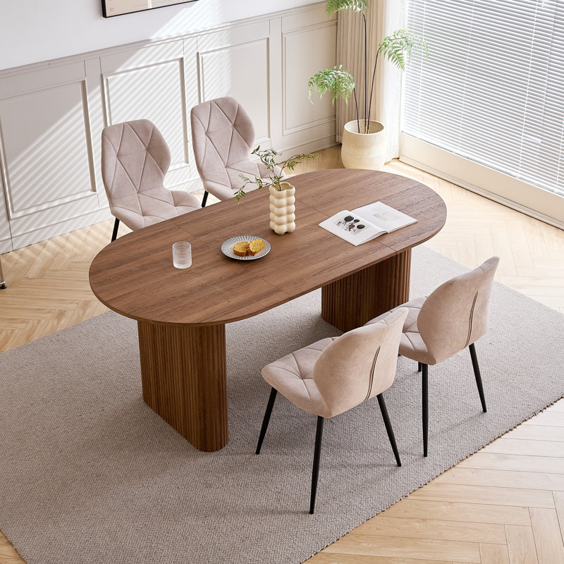 Oval Dining Table, Dark Brown Wood