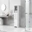 Grande armoire de salle de bain blanche, armoire de rangement autoportante avec 3 tiroirs et tablette réglable, panneau de fibres à densité moyenne avec finition peinte