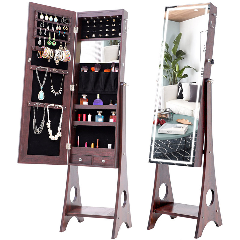 Armoire à bijoux avec miroir Alysen, Brun