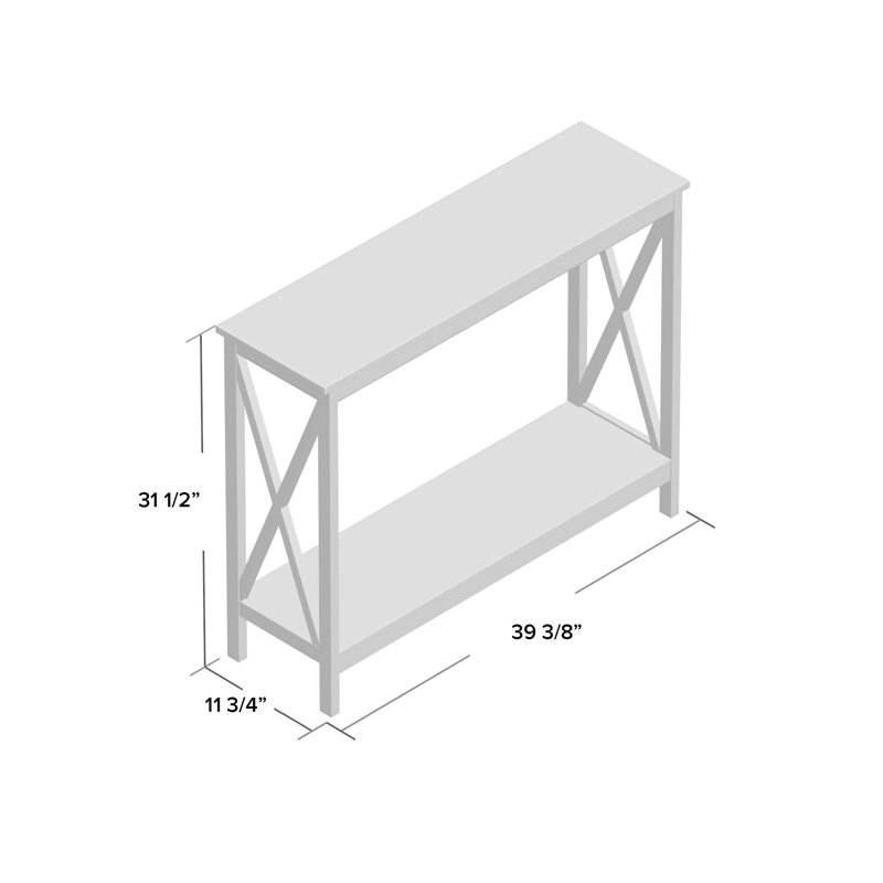 Darek Console Table with Shelf, White, 31.5" H x 39.5" W x 11.75" D