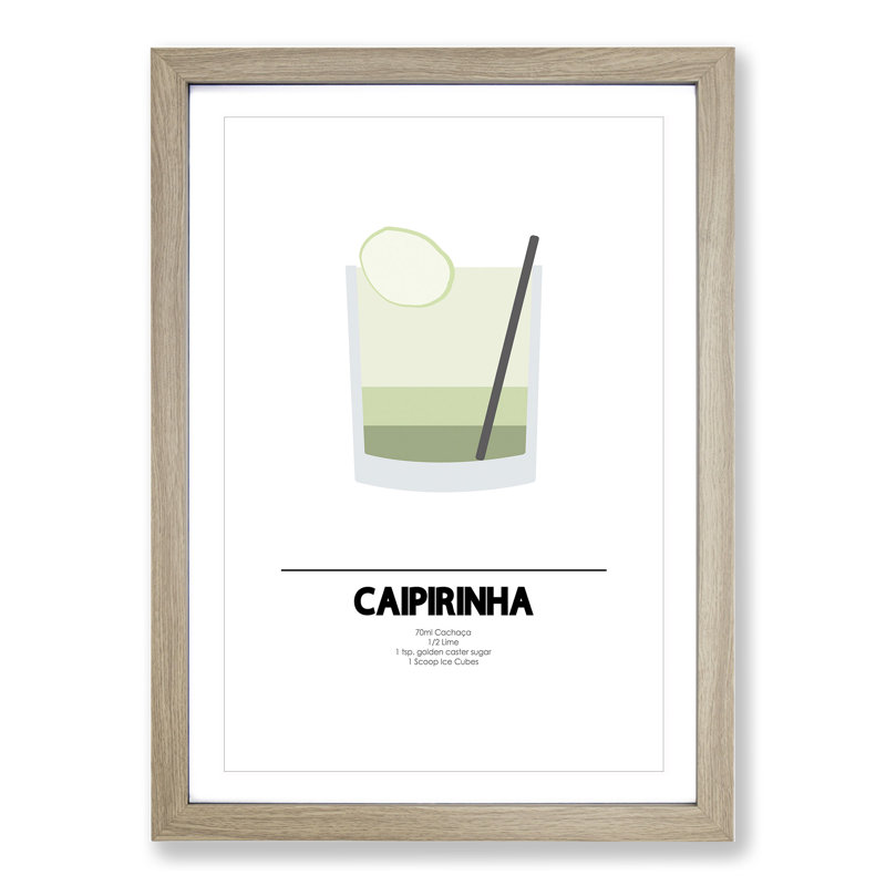 Caipirihna Cocktail - Picture Frame Painting, 36cm H x 27cm W x 2cm D, Oak Framed