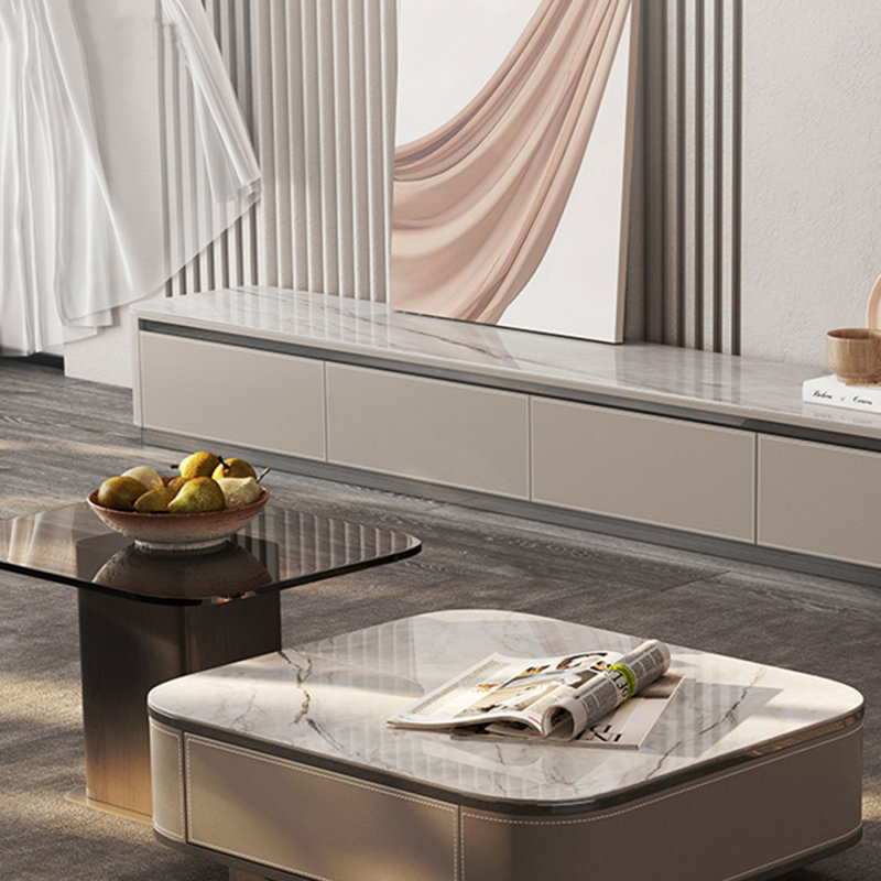 Modern Beige Solid Wood TV Stands
