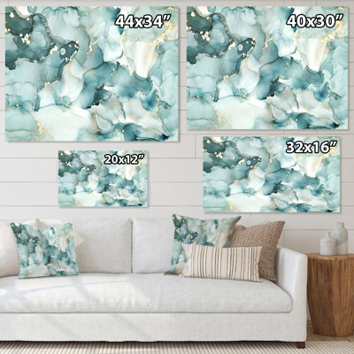 «Blue Luxury Abstract Fluid Art I», reproduction d'art sur toile moderne