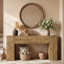 Console en bois massif de 63 pouces pour entrée, salon, couloir, vestibule, bois de pin