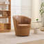 Fauteuil demi-tonneau pivotant en cuir véritable - Base en métal pivotant à 360 °-1286694342