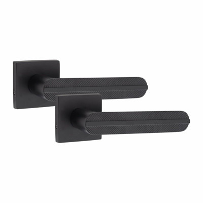 6 Pairs Modern Lima Design Premium Door Handles on Square Rose with 3" Ball Bearing Hinges and 2.5" Tubular Latch