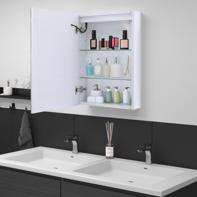 Azpeitia 45mm W 60mm H Surface Frameless Medicine Cabinet Mirror 2 Adjustable