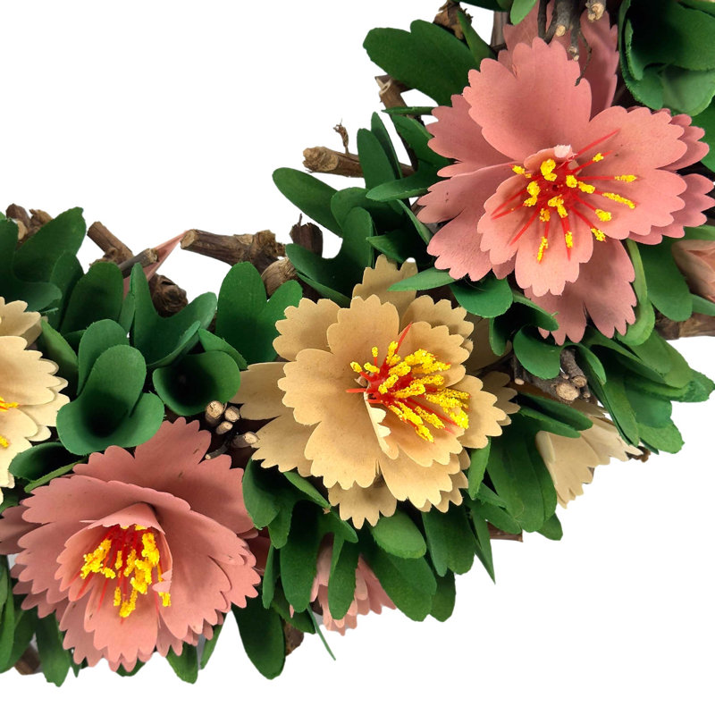 18" Round Woodchip Floral Wreath