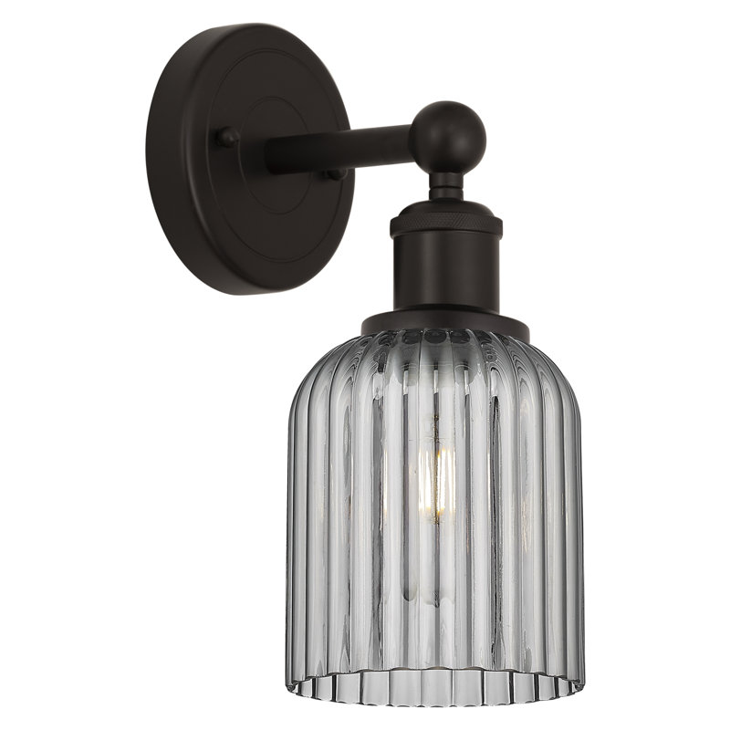 Applique à bras en acier Northgate, Laiton antique noir, Gris fumée