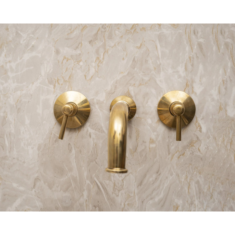 Unlacquered Brass Wall Mounted Bathroom Faucet With Rough-In Valve – Solid Brass
