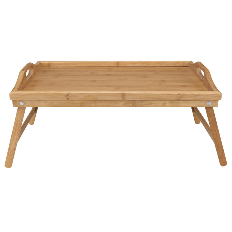 Natural Bamboo Folding Breakfast Tray with Black Finish
