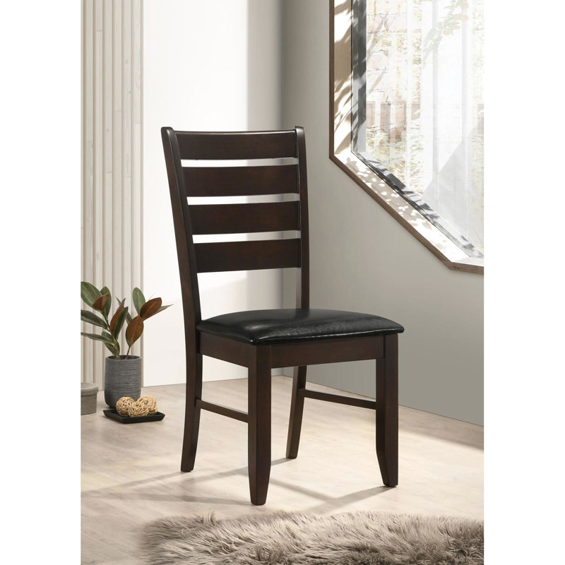 2 chaises d'appoint en cappuccino 2 pièces - siège rembourré noir, style salle à manger rembourré, dossier