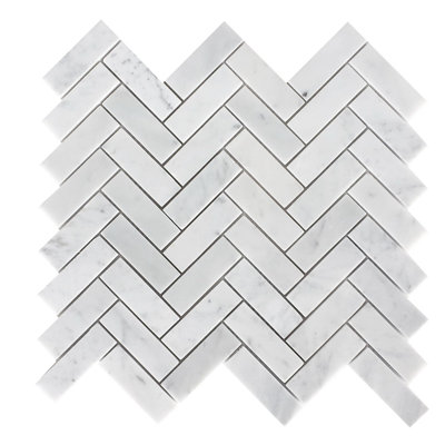 Carreau de mosaïque en marbre à chevrons 1 po x 3 po