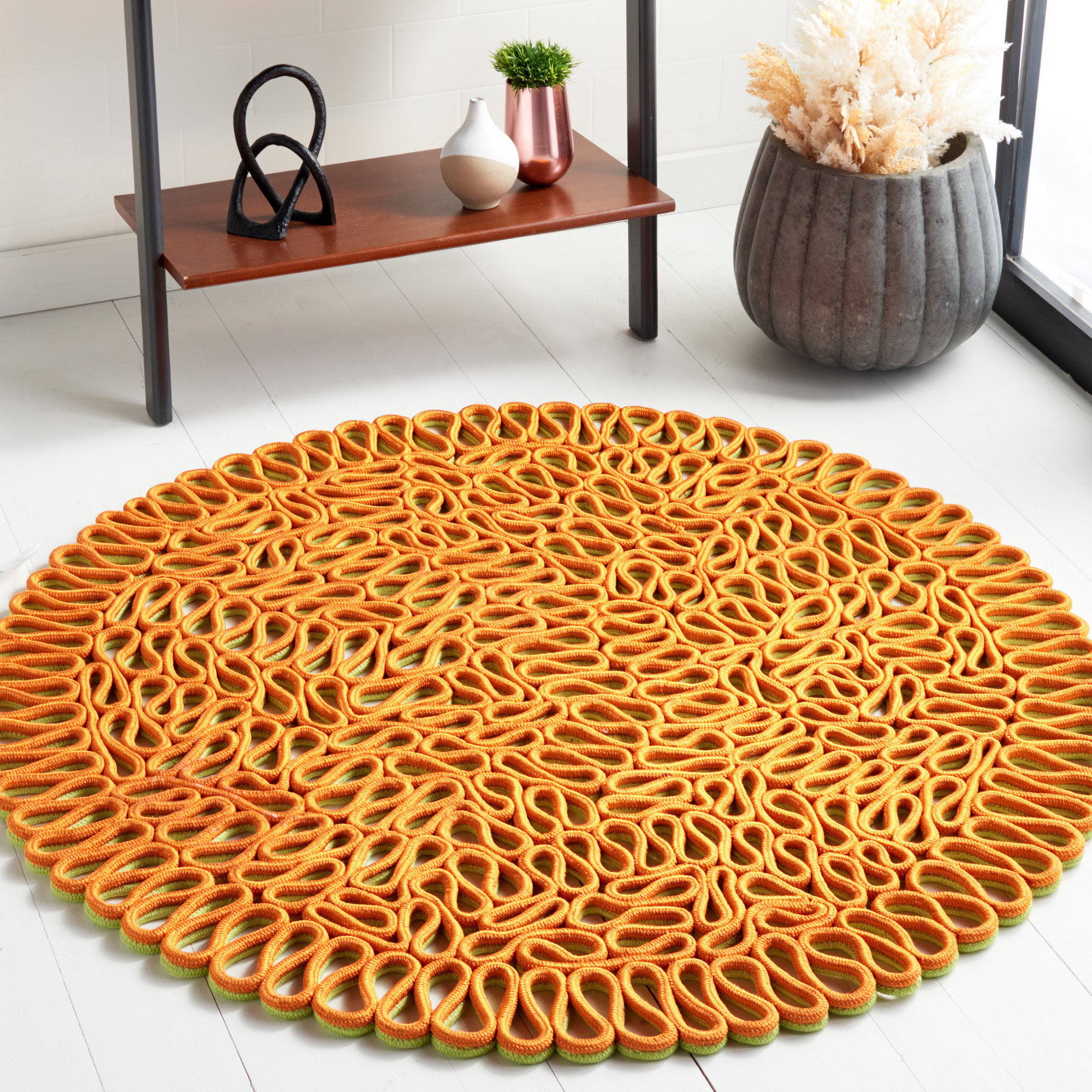Wrought Studio™ Fernhurst Novelty Hand Knotted Micro Yarn Abstract Rug ...