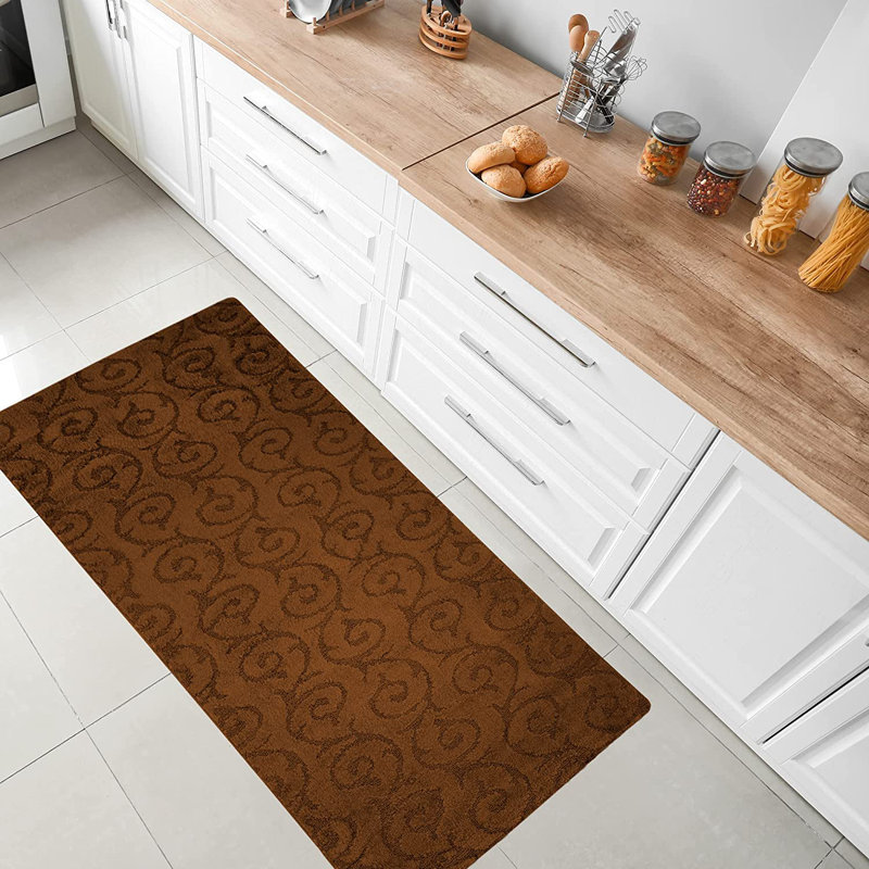 Tapis de cuisine Design, Rectangle 2 pi 8 po x 5 pi 4 po, Brun
