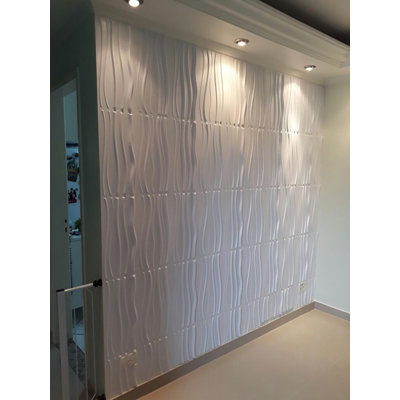 19.68" x 19.68" Plastic Wall Paneling in White