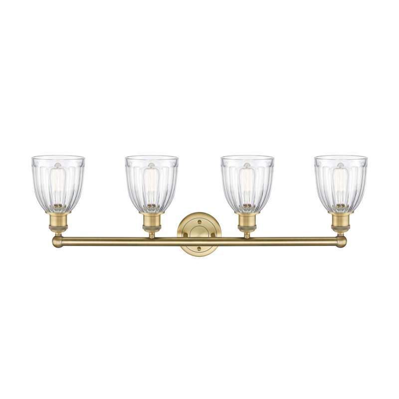 Éclairage pour meuble-lavabo 4 lumières 32,75 pouces Radegonde, Transparent, Laiton brossé