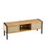 Meuble télé 54,33 po en rotin avec bande lumineuse variable, portes coulissantes doubles pour rangement, tablette réglable, pieds en métal, console télé pour le salon-121050513