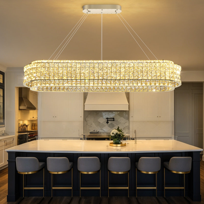 Lustre en cristal moderne pour salle à manger argent, Silver