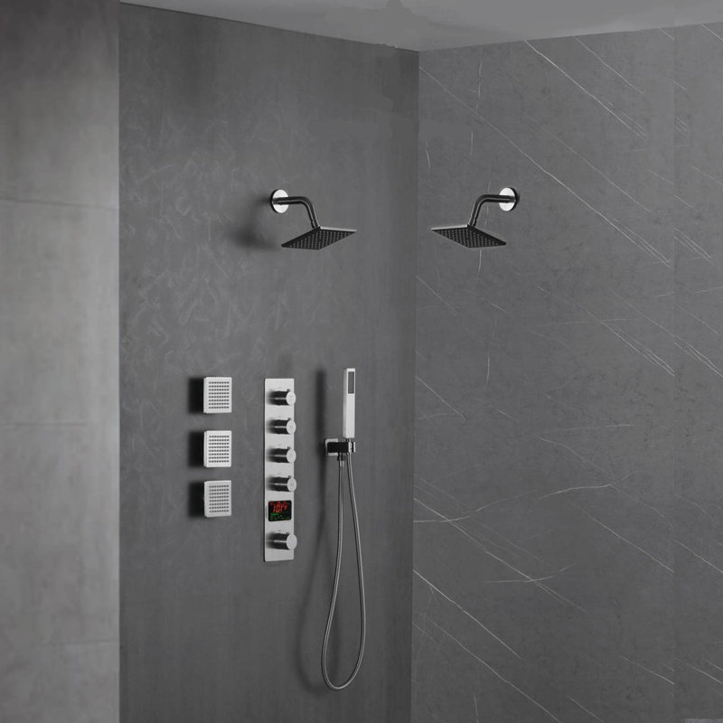 Thermostatic All-In-One Kit with Rough in-Valve, Brushed Nickel