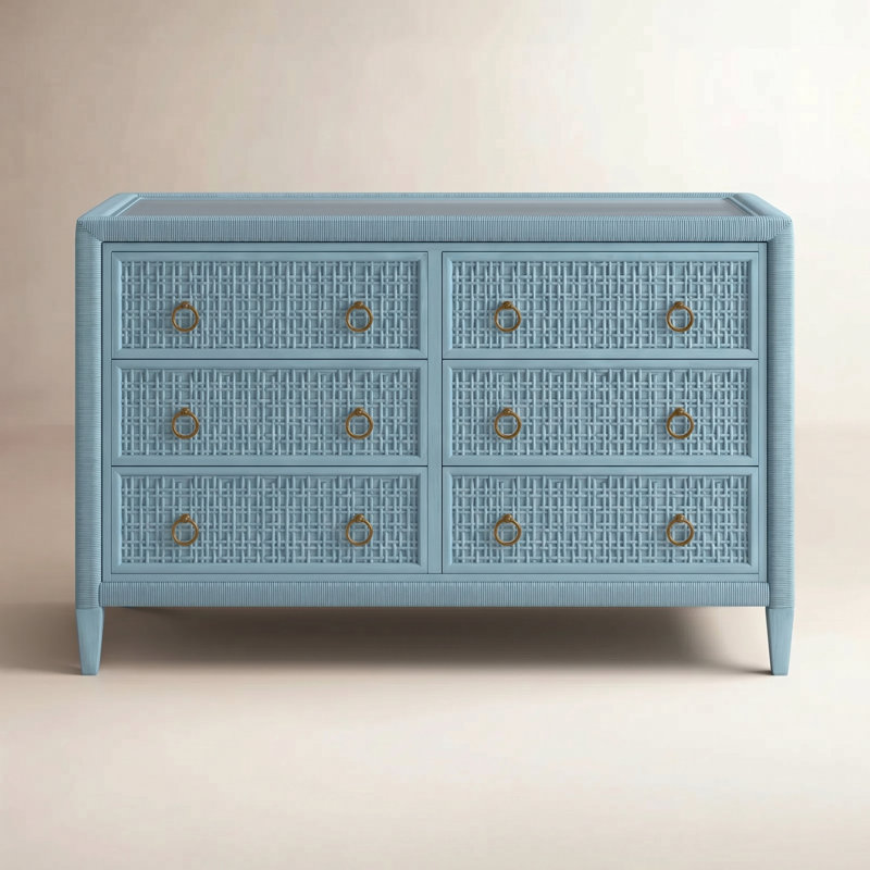 Commode 6 tiroirs Monterey, Miel, Oui, Laiton