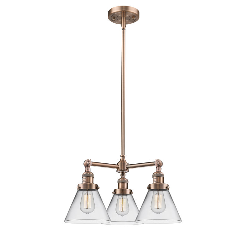 Lustre classique/traditionnel à 3 lumières Ellison, H 22 po x l 13 po x P 13 po, Cuivre antique