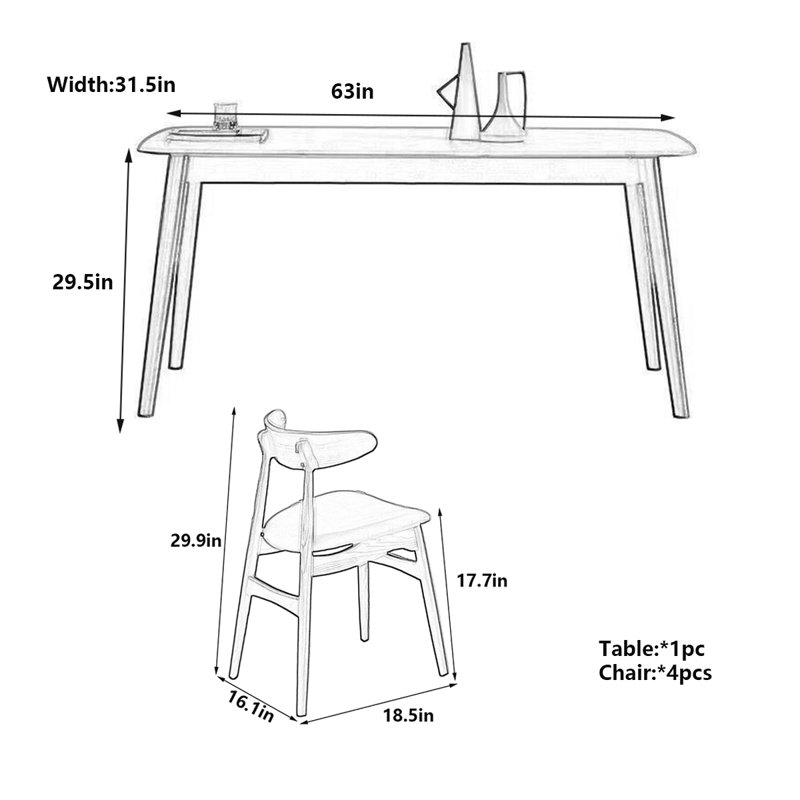 Table Modern Rock, H 29,5 po x L 63 po x l 31,5 po