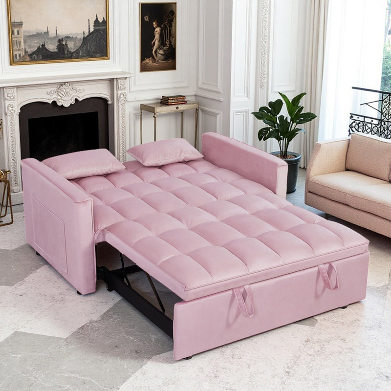 54" Pull-Out Sleeper Sofa, Pink