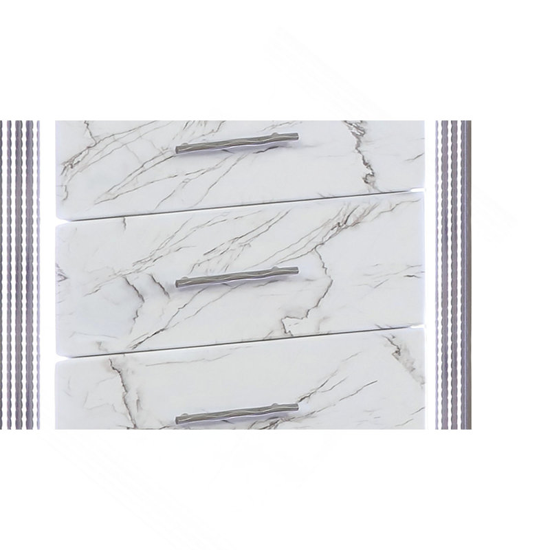Chest – Marble-Patterned Drawers With LED Side Panels And Metallic Trim For Spacious, Stylish Bedroom Organization