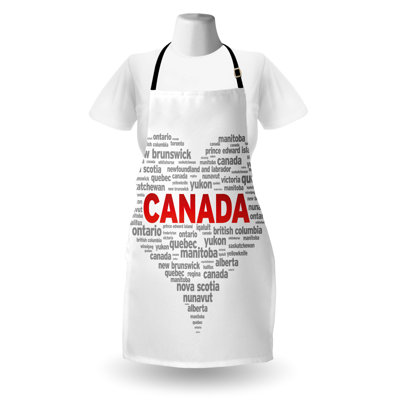 Tablier East Urban Home Canada - Calligraphie des régions du Canada unisexe taille adulte Dimgray - vermillon - blanc