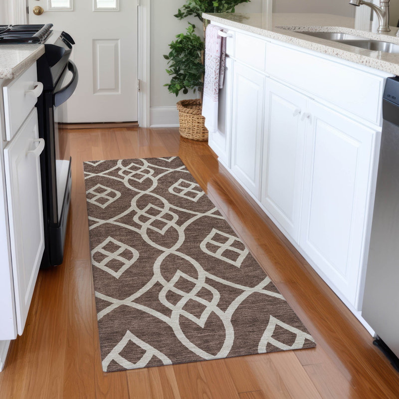 Premium Machine Washable Prisco Chocolate Rug, Runner 2'3" x 7'6"