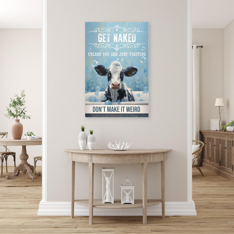 Vache dans la baignoire se faire déshabiller, H 36 po x l 24 po x P 1,25 po