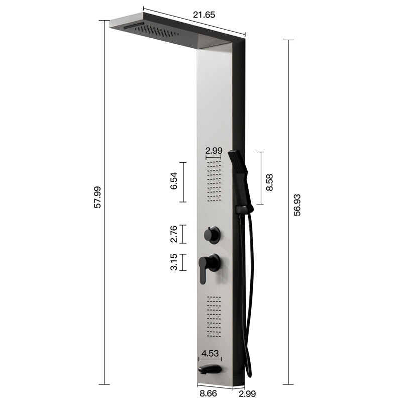 57,99 Panneau de douche avec, Noir / nickel