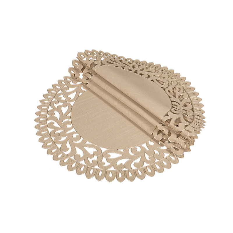 Burnard Polyester Embroidered Round Placemat