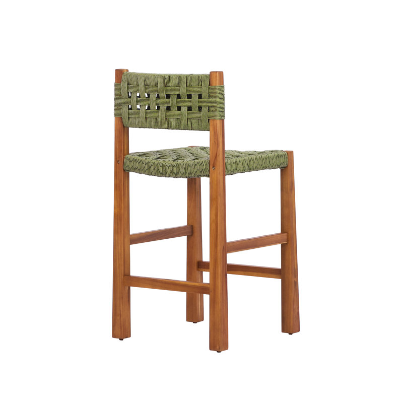 Tabourets de bar d'extérieur Breezia Bohemian Coastal, Vert / teck, 4