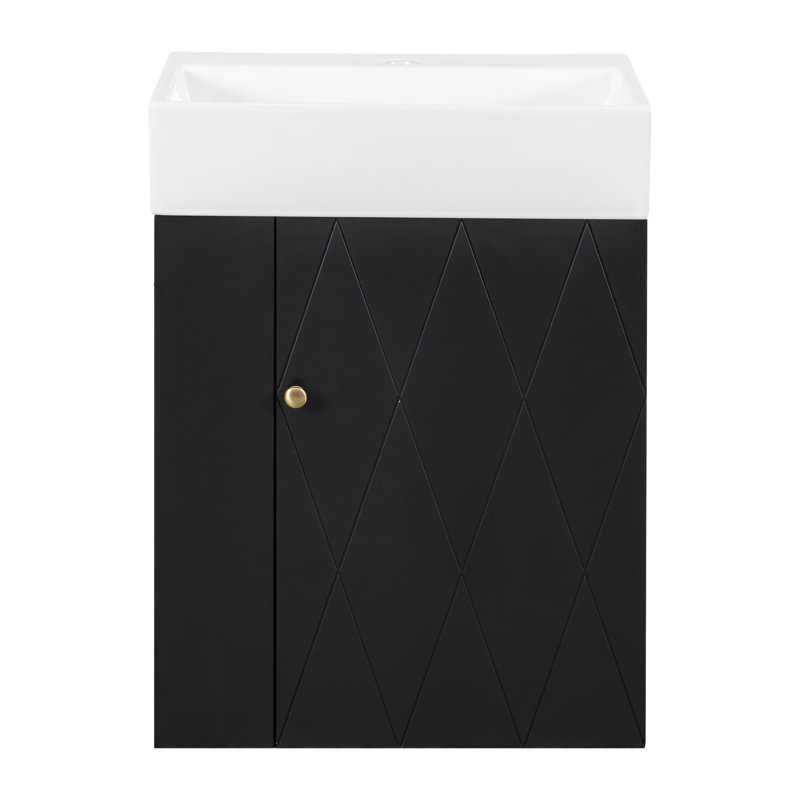 Meuble-lavabo 20 po avec lavabo en céramique, Noir